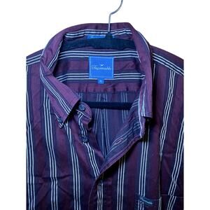 Burgundy Striped Button-Up Shirt - Men's XL - Excellent!